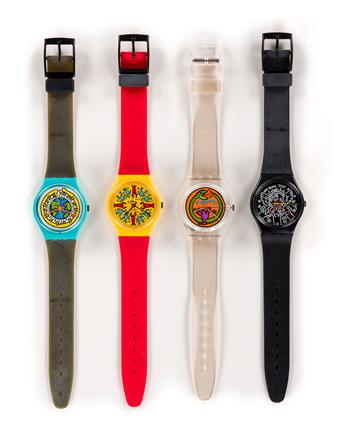 SWATCH COMPANY/KEITH HARING Group of 4 Swatch watches.